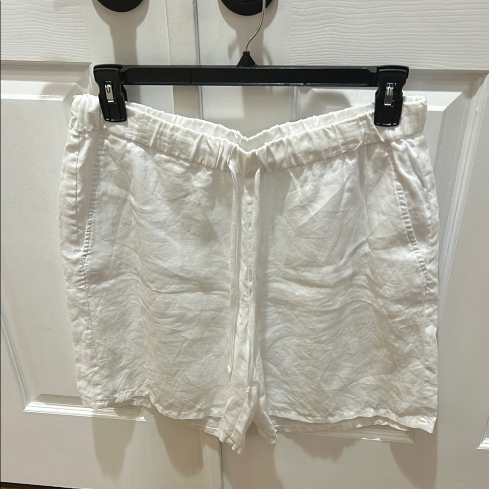 NWOT Eileen Fisher White Linen Drawstring Shorts M